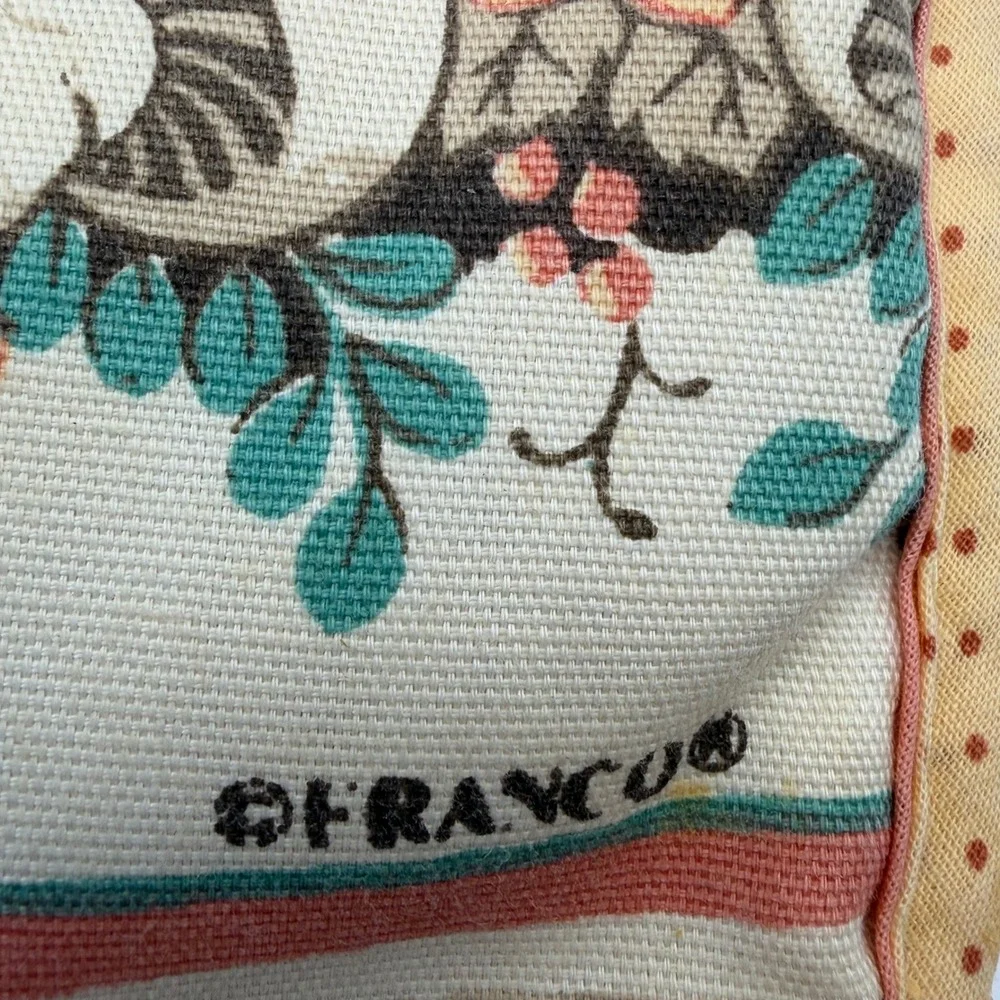 Vintage Franco Mushroom Floral Oven Mitt Yellow Polka Dot Cottagecore Retro‎